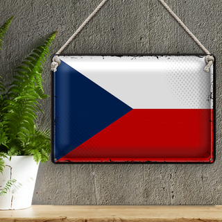Blechschild Flagge Tschechien 30x20cm Retro Czech Republic