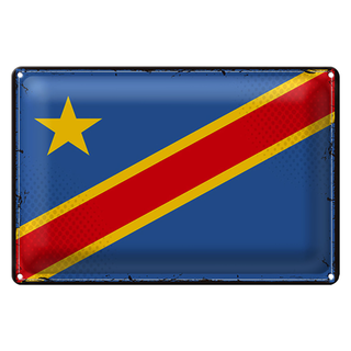 Blechschild Flagge DR Kongo 30x20cm Retro democratic Congo