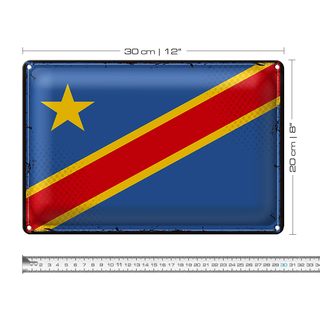 Blechschild Flagge DR Kongo 30x20cm Retro democratic Congo