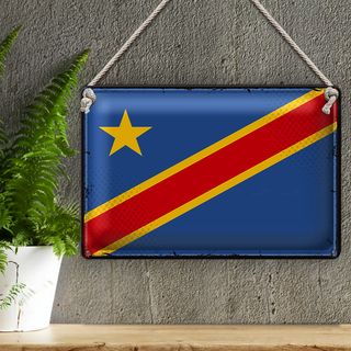 Blechschild Flagge DR Kongo 30x20cm Retro democratic Congo