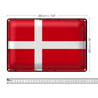 Blechschild Flagge Dänemark 30x20cm Retro Flag of Denmark
