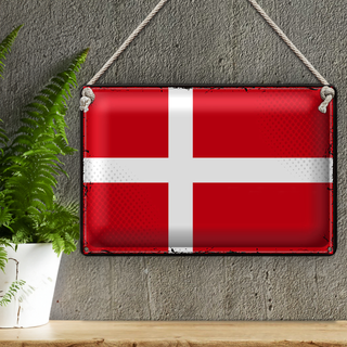 Blechschild Flagge Dänemark 30x20cm Retro Flag of Denmark