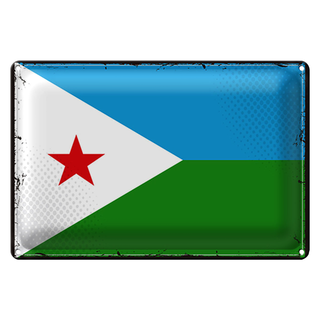 Blechschild Flagge Dschibuti 30x20cm Retro Flag Djibouti