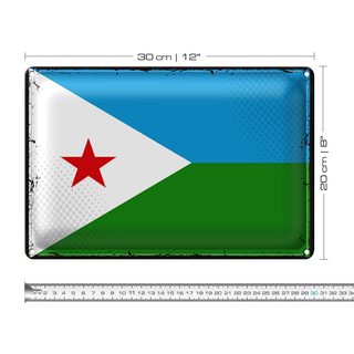 Blechschild Flagge Dschibuti 30x20cm Retro Flag Djibouti