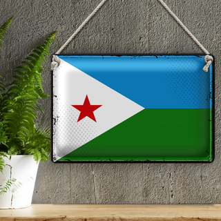 Blechschild Flagge Dschibuti 30x20cm Retro Flag Djibouti