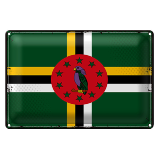 Blechschild Flagge Dominica 30x20cm Retro Flag of Dominica