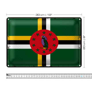Blechschild Flagge Dominica 30x20cm Retro Flag of Dominica