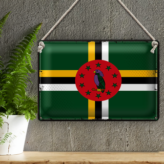 Blechschild Flagge Dominica 30x20cm Retro Flag of Dominica