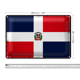 Blechschild Flagge Dominikanische Republik 30x20cm Retro