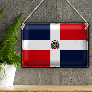 Blechschild Flagge Dominikanische Republik 30x20cm Retro