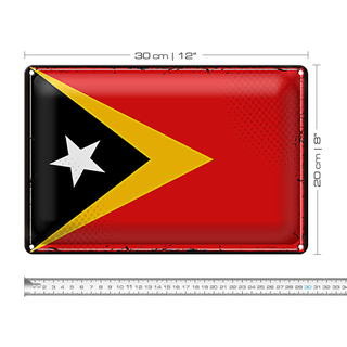 Blechschild Flagge Osttimor 30x20cm Retro Flag East Timor
