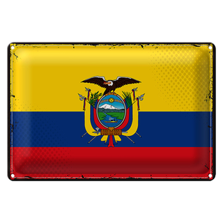 Blechschild Flagge Ecuador 30x20cm Retro Flag of Ecuador