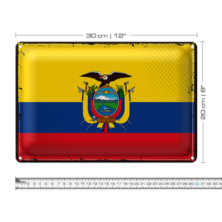 Blechschild Flagge Ecuador 30x20cm Retro Flag of Ecuador
