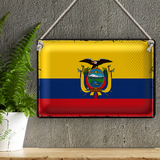 Blechschild Flagge Ecuador 30x20cm Retro Flag of Ecuador