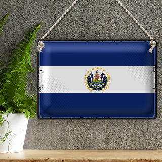 Blechschild Flagge El Salvador 30x20cm Retro El Salvador