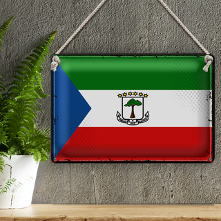 Blechschild Flagge Äquatorialguinea 30x20cm Retro Flag