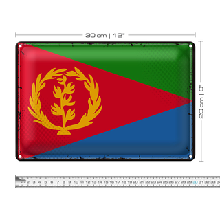 Blechschild Flagge Eritrea 30x20cm Retro Flag of Eritrea