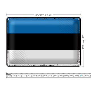 Blechschild Flagge Estland 30x20cm Retro Flag of Estonia