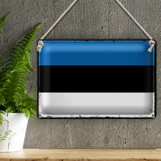 Blechschild Flagge Estland 30x20cm Retro Flag of Estonia