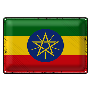 Blechschild Flagge Äthiopien 30x20cm Retro Flag Ethiopia