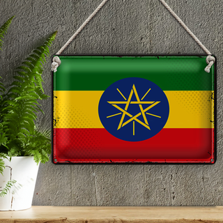 Blechschild Flagge Äthiopien 30x20cm Retro Flag Ethiopia