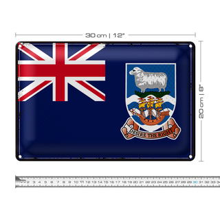 Blechschild Flagge Falklandinseln 30x20cm Retro Flag