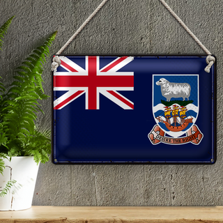 Blechschild Flagge Falklandinseln 30x20cm Retro Flag
