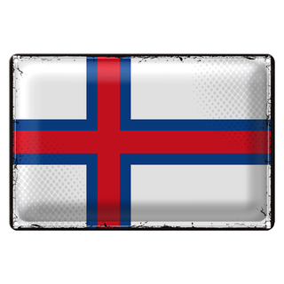 Blechschild Flagge Färöer 30x20cm Retro Flag Faroe Islands