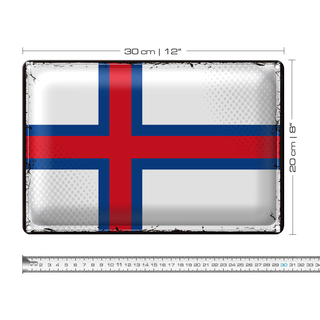 Blechschild Flagge Färöer 30x20cm Retro Flag Faroe Islands