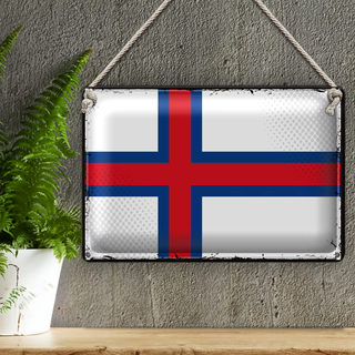 Blechschild Flagge Färöer 30x20cm Retro Flag Faroe Islands