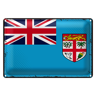 Blechschild Flagge Fidschi 30x20cm Retro Flag of Fiji