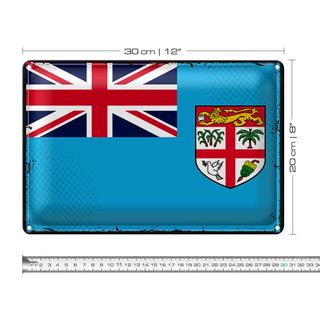 Blechschild Flagge Fidschi 30x20cm Retro Flag of Fiji