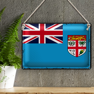 Blechschild Flagge Fidschi 30x20cm Retro Flag of Fiji
