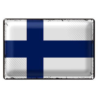 Blechschild Flagge Finnland 30x20cm Retro Flag of Finland