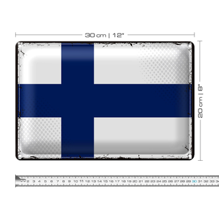 Blechschild Flagge Finnland 30x20cm Retro Flag of Finland