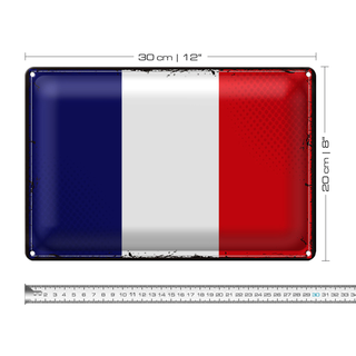 Blechschild Flagge Frankreich 30x20cm Retro Flag of France