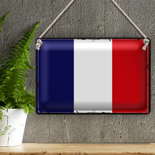 Blechschild Flagge Frankreich 30x20cm Retro Flag of France