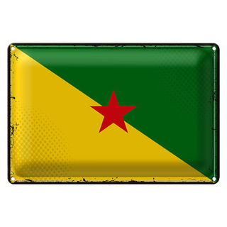Blechschild Flagge Französisch-Guayana 30x20cm Retro Flag