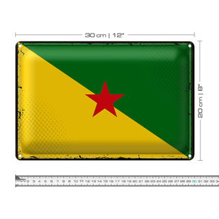 Blechschild Flagge Französisch-Guayana 30x20cm Retro Flag