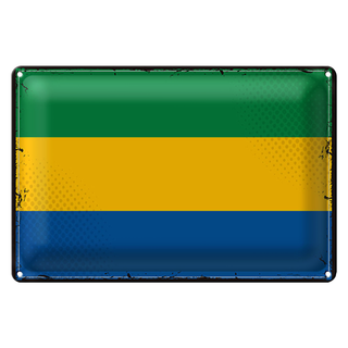 Blechschild Flagge Gabun 30x20cm Retro Flag of Gabon