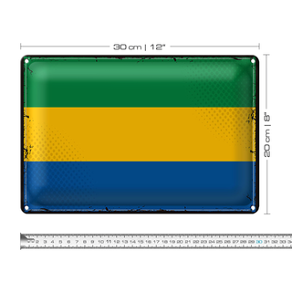 Blechschild Flagge Gabun 30x20cm Retro Flag of Gabon