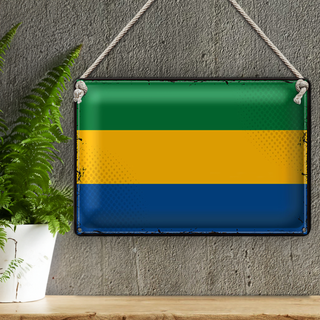 Blechschild Flagge Gabun 30x20cm Retro Flag of Gabon