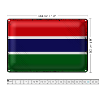 Blechschild Flagge Gambia 30x20cm Retro Flag of the Gambia