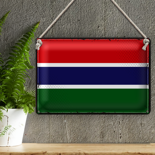 Blechschild Flagge Gambia 30x20cm Retro Flag of the Gambia
