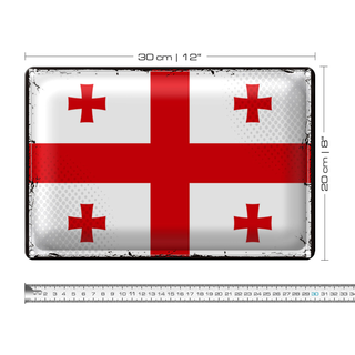 Blechschild Flagge Georgien 30x20cm Retro Flag of Georgia