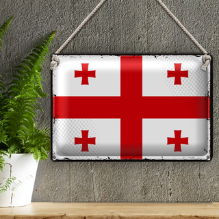 Blechschild Flagge Georgien 30x20cm Retro Flag of Georgia