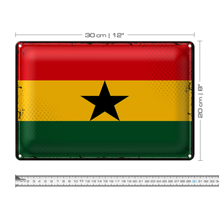 Blechschild Flagge Ghana 30x20cm Retro Flag of Ghana