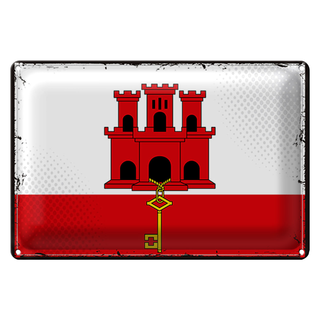 Blechschild Flagge Gibraltar 30x20cm Retro Flag Gibraltar