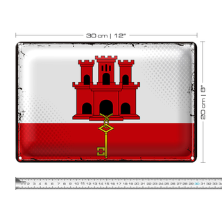 Blechschild Flagge Gibraltar 30x20cm Retro Flag Gibraltar