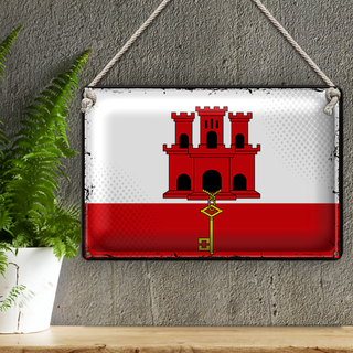 Blechschild Flagge Gibraltar 30x20cm Retro Flag Gibraltar